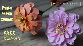 [FREE template] How to make paper Zinnias flower from printer paper, SO SIMPLE