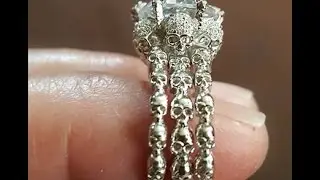 3-band skull wedding rings, skull wedding ring sets Interchangeable - Jeulia.com
