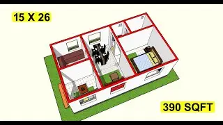 390 sqft small village house design II 15  x 26 ghar ka design II 390 sqft ghar ka naksha