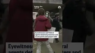 Federal officers clash with anti-ICE protesters outside a federal building in Eugene, Oregon