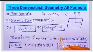 Three Dimensional Geometry All formula class 12 maths | Equations of plane