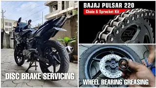 Changing chain sprocket / wheel bearing greasing / disc brake service - Pulsar 220 | DIY