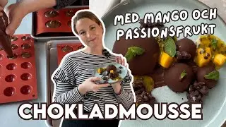 Chokladmousse med mango och passionsfrukt - perfekt ny&aring;rsdessert!