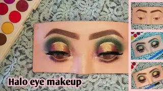 GREEN & GOLDEN Halo Eye Makeup Tutorial || Quick Halo Cut Crease Eye look || Practice Dummy Makeup