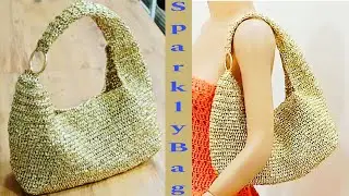 How To Crochet Metallic Raffia Bag/Luxury Metallic Raffia Crochet Bag/Party Bag #diy