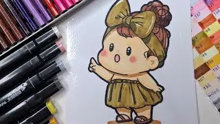 Drawing And Coloring a Cute Little Girl Step by Step|Relax and Enjoy the Art