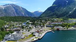 Vøringsfossen spectacular waterfall, and Eidfjord  4K. Phantom 4 pro