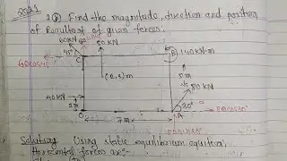 Find the magnitude, direction and position of resultant firce 2021PU Applied mechanics|BE Civil 1st