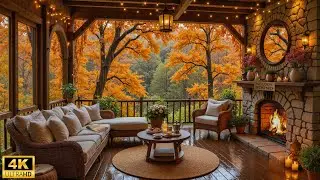 Rainy Autumn Evening - Piano Music, Fireplace & Rain Sounds | Music for Stress Relief