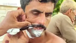 Village Barber Gives Perfect Mustache Shave | Relaxing Street ASMR