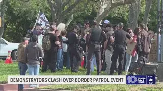 Protests erupt outside Customs and Border Protection recruitment event in St. Petersburg