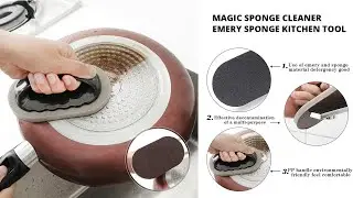 Diamond Sand Kitchen Sponge Descaling Clean Magic Pan Pot Cleaning Brush Sponge With Hand Protector