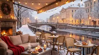 Cozy Winter Caf&eacute; Ambience ❄️ Snowfall by the River | Relax & Unwind