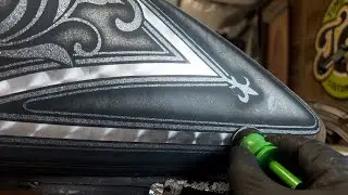 Engine Turned Silver Leafing over Silver LiME LiNE Metal Flake