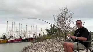 Fishing in Port Bolivar, Texas ￼