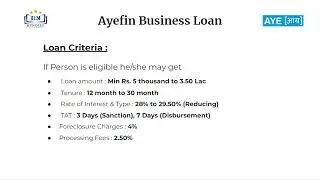 Ayefin Business Loan - Interest Rate, Eligibility Criteria, Processing Fee & charges
