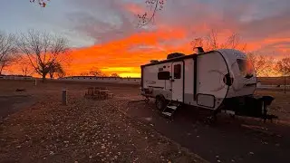 Outdoors beautiful fall weather. Camping hiking sightseeing at Fort Robinson state park Nebraska.