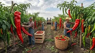 Industrial Chili Farming Process at the World&rsquo;s Largest Farm | From Seedling to Finished Product