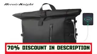 #Heroic Knight Men's backpack Waterproof Roll Top Backpack Women Travel Expandable USB Charging Lar