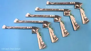 Money Origami Gun & Holster | Folding Instructions Diagram | Dollar Origami Weapon