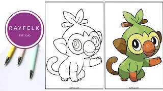 Grookey Coloring Pages | Cute Grookey Pokemon Printable Coloring Pages | Pokemon Coloring Page