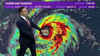 Category 4 Hurricane Barbara moves through the Pacific