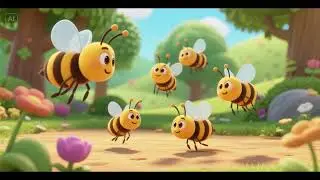 🐝🎶 Five Little Bees Buzzing Around | Counting Song for Kids | Nursery Rhymes 🌼✨