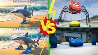 Shark vs Monster McQueen | Tiles Hop Cars Battle