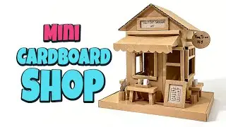 I Built a Cozy Mini Cardboard Shop US Corner Store Style!  Recycled Craft Tutorial