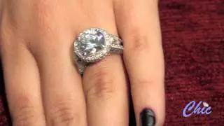 5 carat brilliant cut diamond quality cz set in platinum setting- Item #P8019