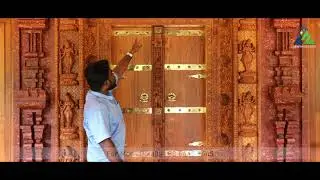 Traditional Main Door Designs - Andaladi Mana / തേക്ക് മരത്തിൽ കൊത്തുപണികളാൽ നിർമ്മിച്ച  മുൻവാതിൽ.