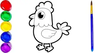 How to Draw Rooster | Rooster Drawing, Coloring for Kids & Toddlers