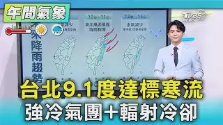 天氣/台北9.1度達標寒流 強冷氣團+輻射冷卻｜氣象主播 吳軒彤｜午間氣象｜TVBS新聞20260109 @TVBSNEWS01