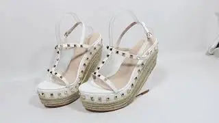 Sorbern White Slingback T-Strap Summer Shoes Wedges Rope Rivets Sandal Custom Colors