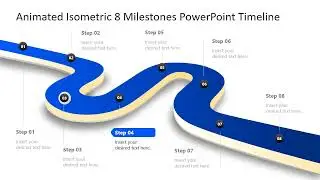 Animated Isometric 8 mMlestones PowerPoint Timeline