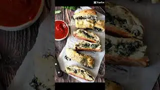 Spinach Ricotta cheese and Mozzarella Stromboli so delicious easy to make give it a try #chefskiss