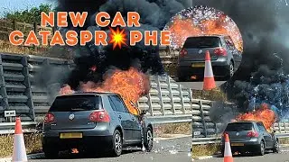Car Explosed Engulfed in Flames