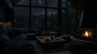 Sleep Peacefully to Fireplace Crackling and Snowfall Sounds from a Cabin in the Winter Woods