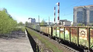 Электровоз ВЛ10У-618 с тепловозами ТЭМ18В-006 и с ТЭМ18В-013 с грузовым поездом