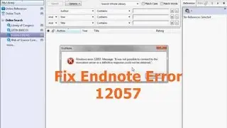 Endnote Windows Error 12057 Massage : วิธีแก้ Endnote Error 12057 หาข้อมุลonlineจาก pubmed ไม่ได้