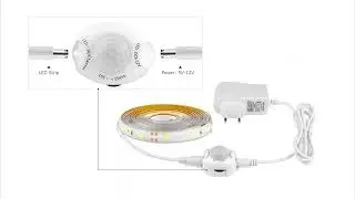 Wireless PIR Motion Sensor LED Strip light 12V Auto on/off Stair Wardrobe Closet kitchen LED Light