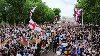 Massive Crowd Gathers to Celebrate Women's Euro Football Champs in Central London