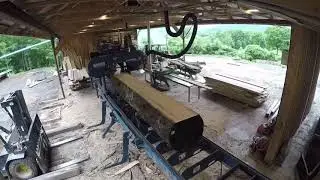 Sawing tabletops out of a large cherry log