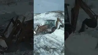 Winter digging soil test holes with backhoe #erkatwerk #winter #case #backhoe #snow #excavator #soil