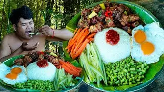 Pork Ribs Holly Basil Recipe | Wilderness Cooking Skill I am from ARS Primitive Cooking