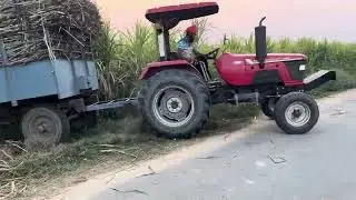 Mahindra 555 di power plus || pulling loaded trolley|| of sugarcane 90 qtl ||