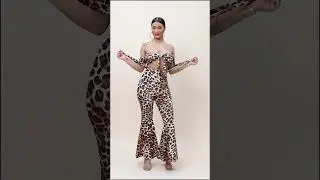 🐆【4K】Leopard print jumpsuit outfit | Retro disco style🔥 #ootdguide  #fashion