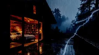 Cozy Cabin Rainy Night 🌧️ Calming Rain & Gentle Thunder for Deep Sleep
