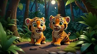 Three Tiny Tigers Tiptoe Soft | Gentle Animal Song for Kids | Nursery Rhymes and Calming Learning