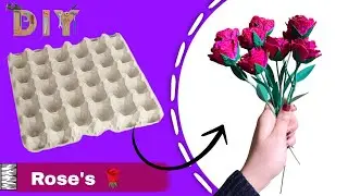 How to make a roses with waste egg tray / Diy roses with waste material